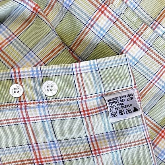 Bobby Jones Collection L Yellow Plaid‎ Long Sleeve Cotton Shirt Woven in Italy - Picture 7 of 8